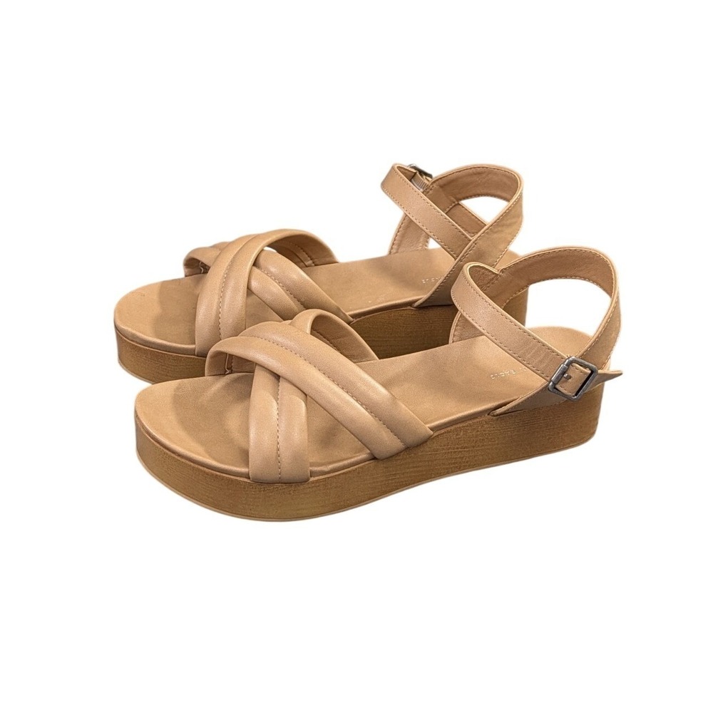 American Eagle Chunky Platform Sandal Womens 9.5 Tan Minimalist‎ Casual Resort